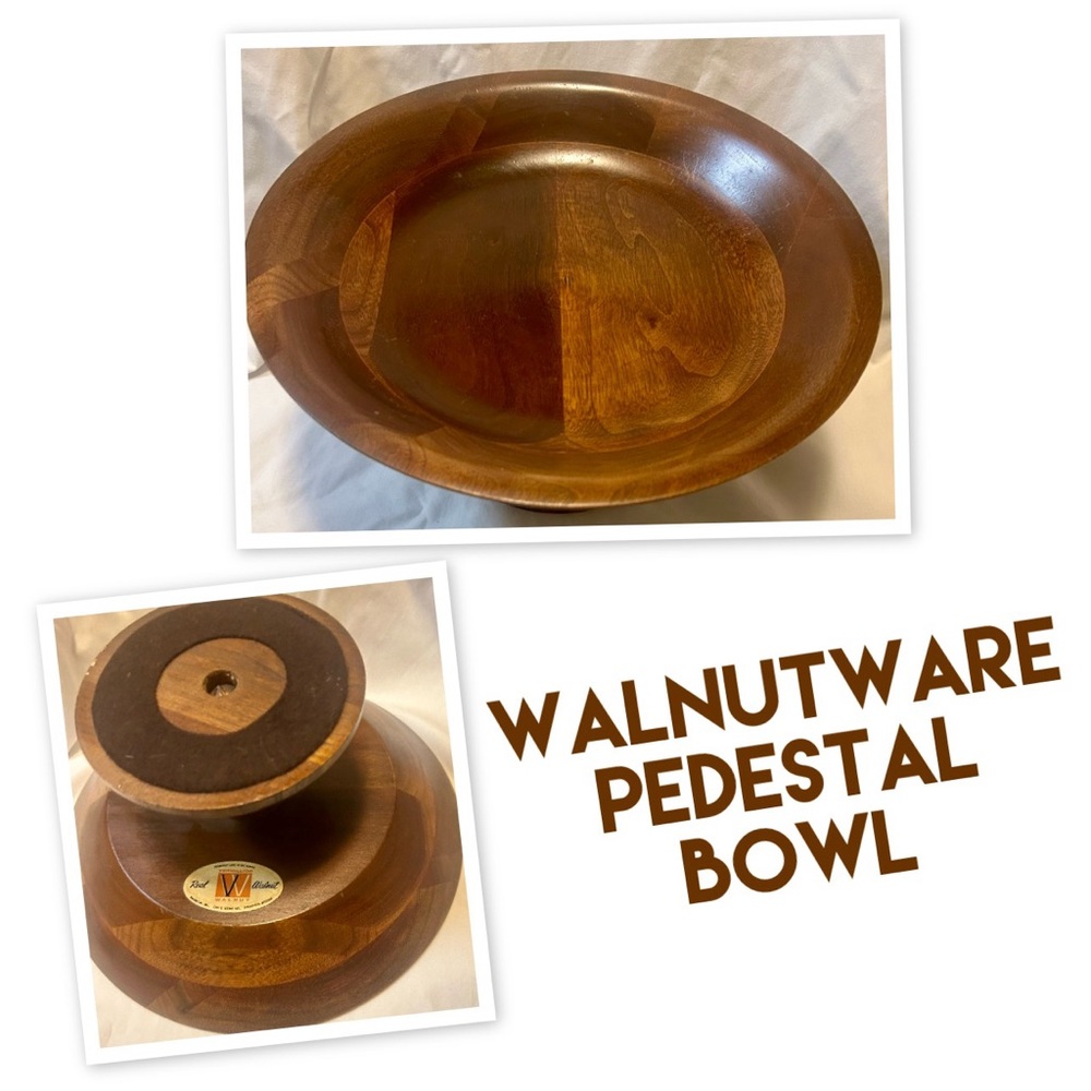 Vermillion Walnutware solid walnut pedestal wooden bowl/ Fruit stand